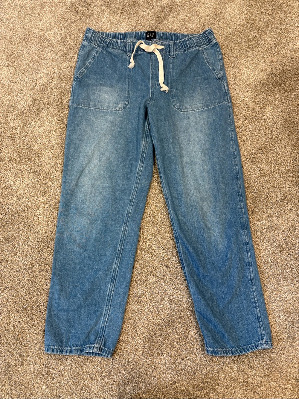 GAP Women's Light Blue Straight Leg Drawstring Jeans